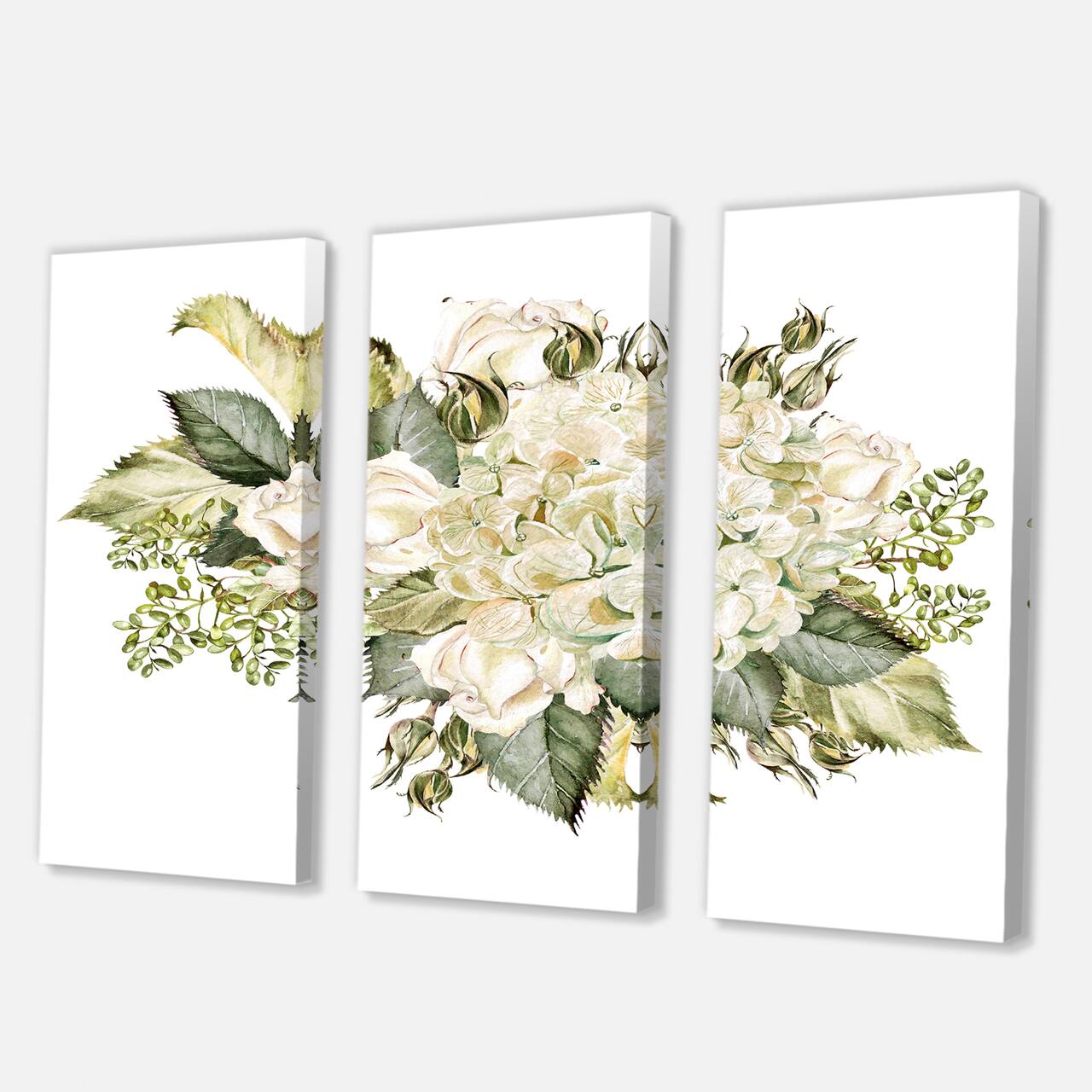Designart - Beautiful Bouquet With Hudrangea and Roses - Farmhouse Canvas Wall Art Print